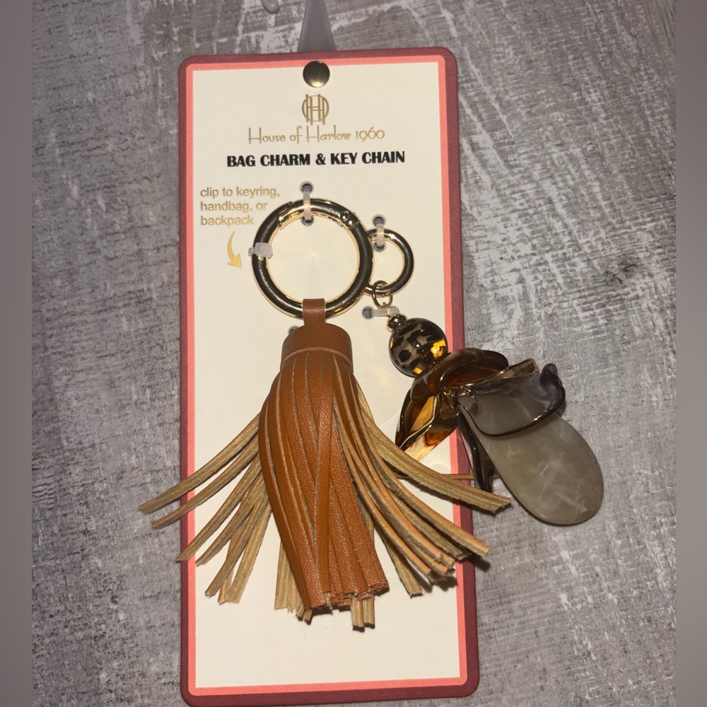 🐴NEW House of Harlow 1960 Brown Tassel Bag Charm